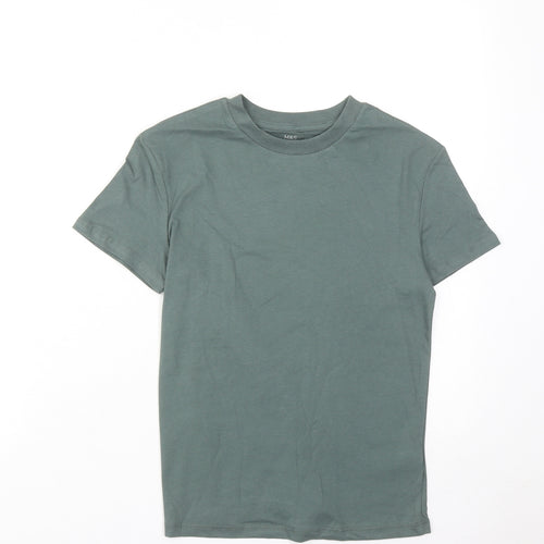 Marks and Spencer Boys Green Cotton Basic T-Shirt Size 8-9 Years Round Neck Pullover