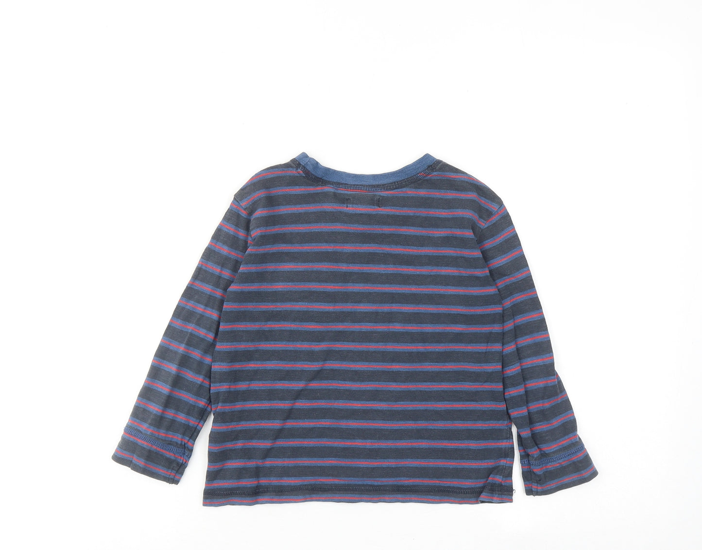 Fat Face Boys Blue Striped Cotton Basic T-Shirt Size 4-5 Years Round Neck Pullover