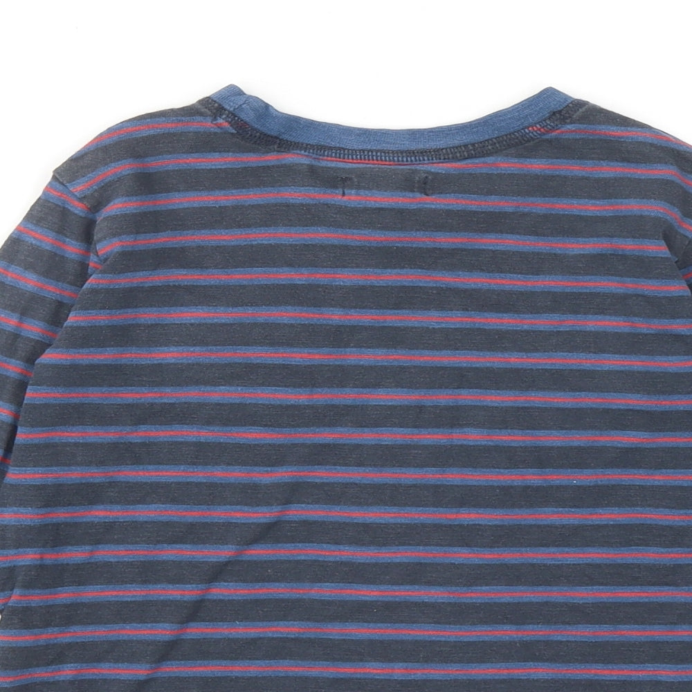 Fat Face Boys Blue Striped Cotton Basic T-Shirt Size 4-5 Years Round Neck Pullover