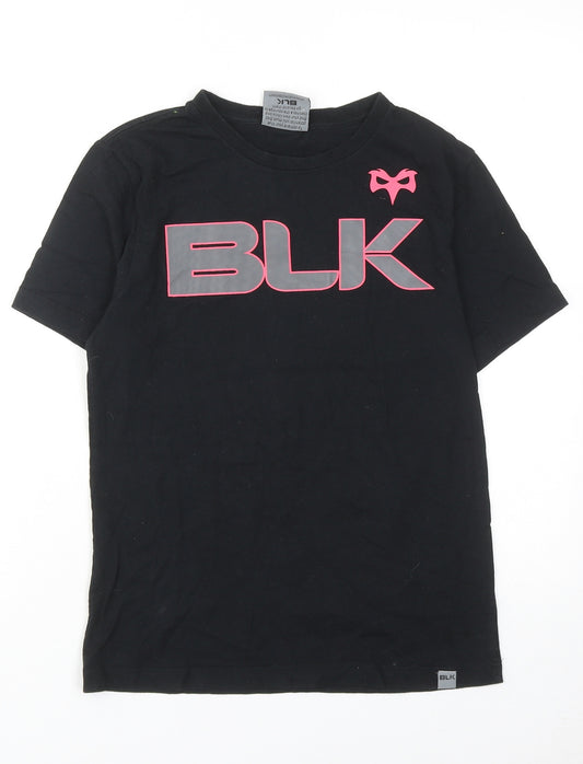 BLK DNM Girls Black Cotton Basic T-Shirt Size 12 Years Round Neck Pullover - BLK