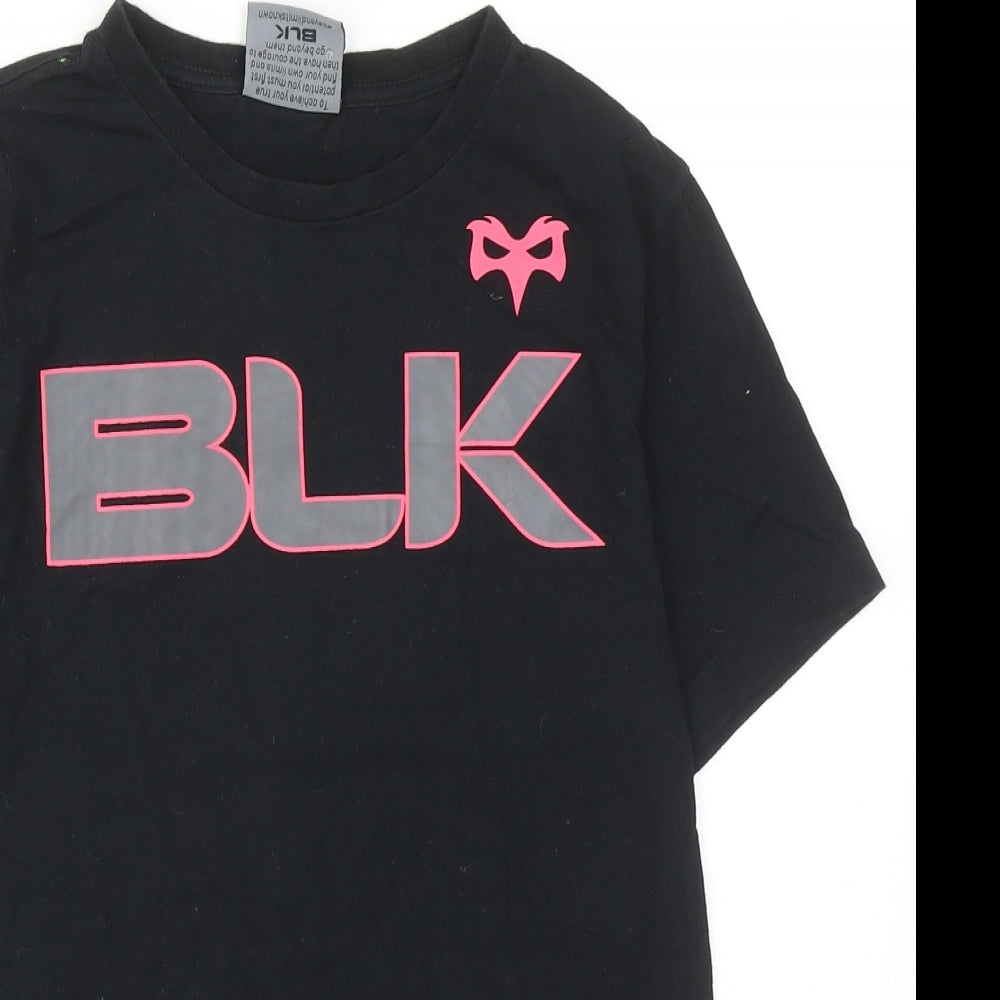 BLK DNM Girls Black Cotton Basic T-Shirt Size 12 Years Round Neck Pullover - BLK