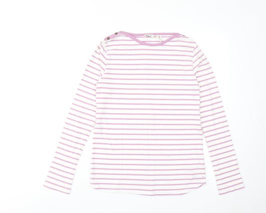 Fat Face Girls Purple Striped Cotton Basic T-Shirt Size 12-13 Years Round Neck Pullover