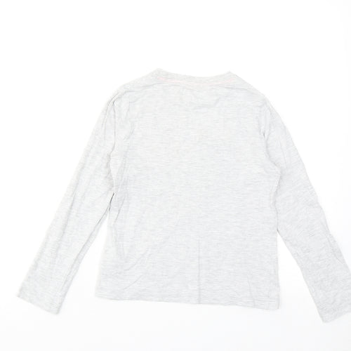 Marks and Spencer Girls Grey Cotton Basic T-Shirt Size 9-10 Years Round Neck Pullover - Always Positive