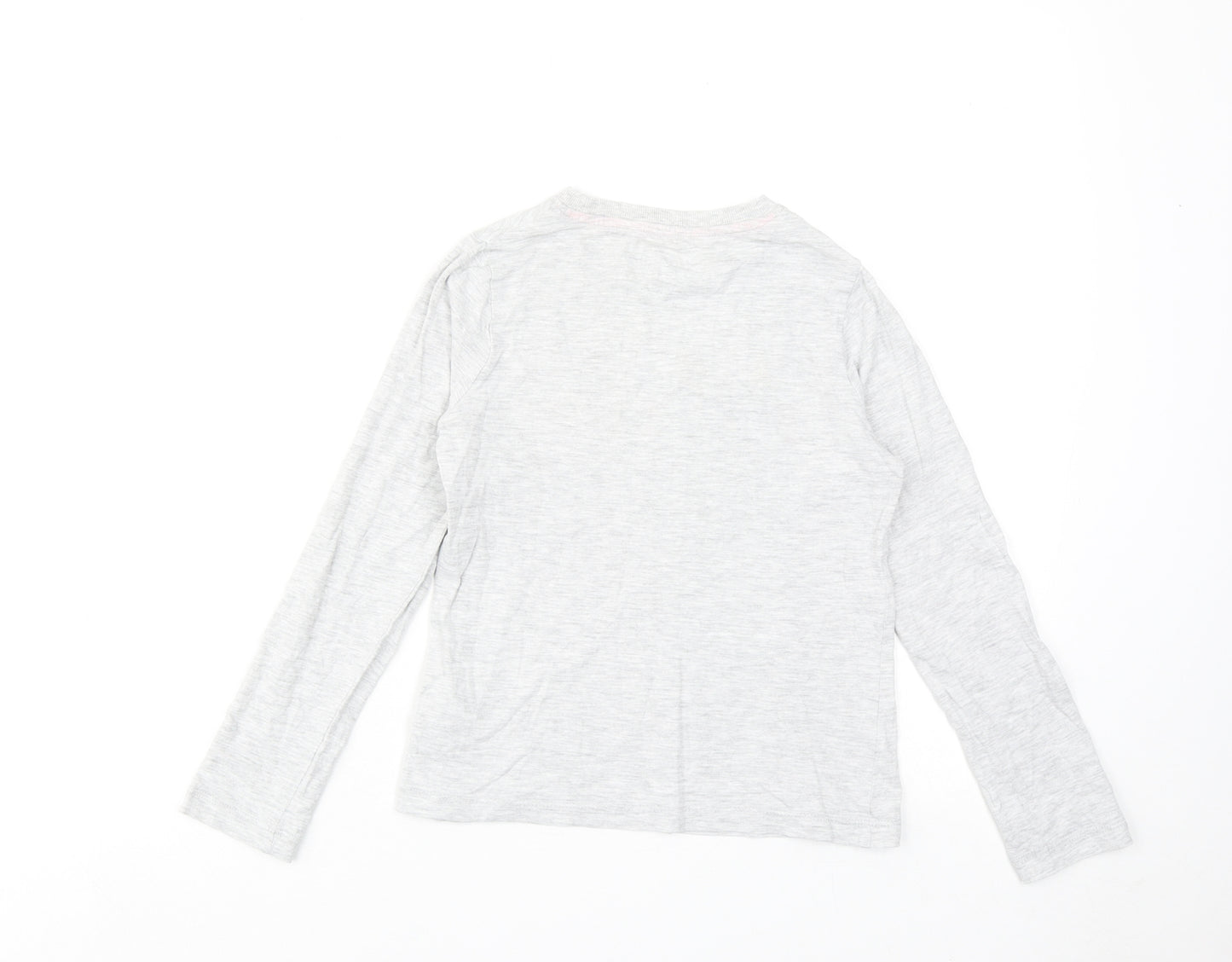 Marks and Spencer Girls Grey Cotton Basic T-Shirt Size 9-10 Years Round Neck Pullover - Always Positive
