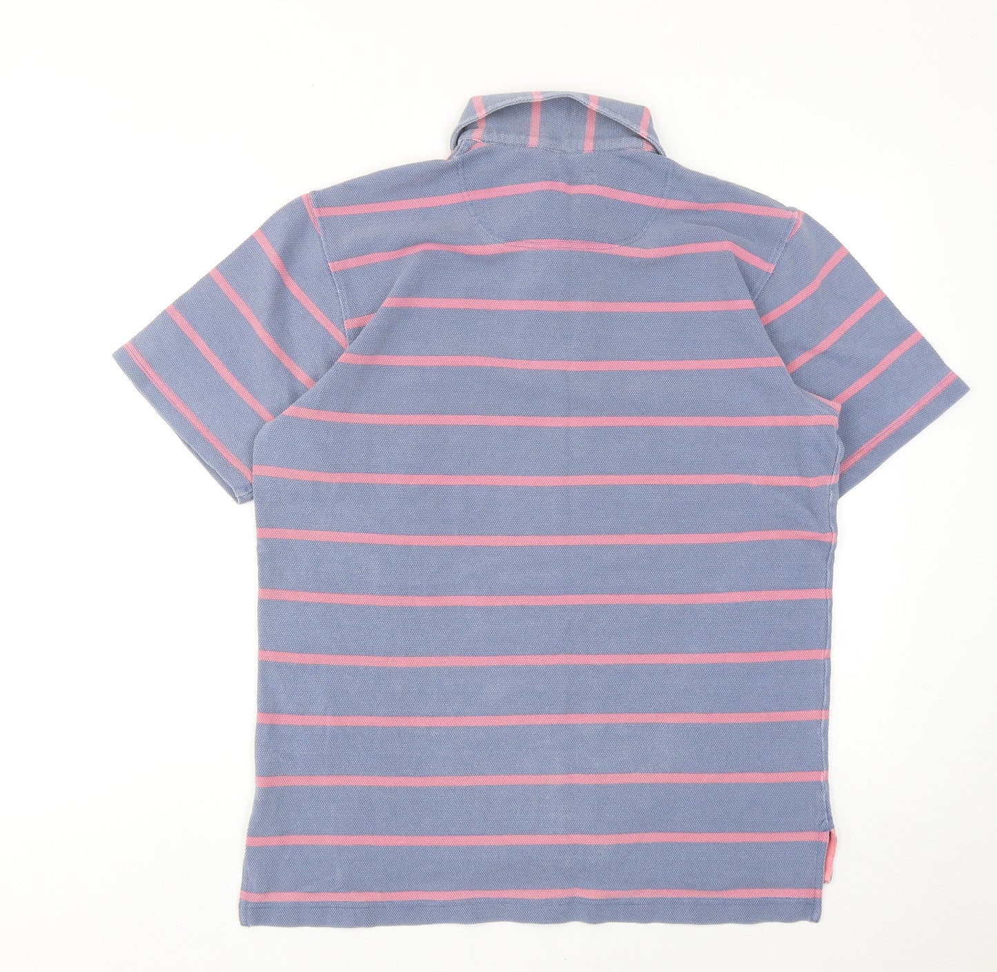 Boden Mens Blue Striped Cotton Polo Size M Collared Button