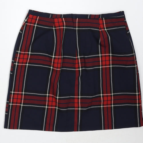 New Look Womens Multicoloured Plaid Polyester A-Line Skirt Size 8 Zip