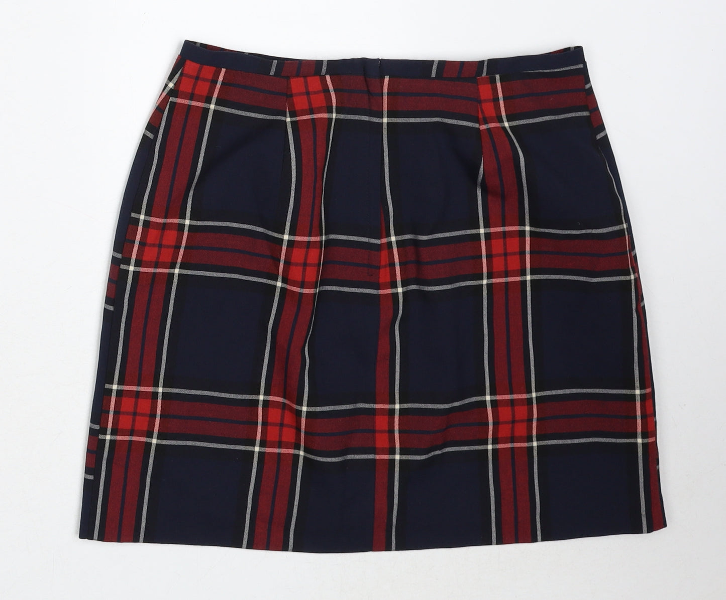 New Look Womens Multicoloured Plaid Polyester A-Line Skirt Size 8 Zip