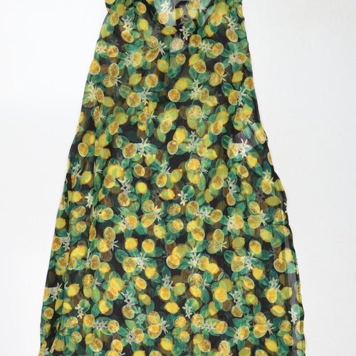 Brave Soul Womens Multicoloured Geometric Polyester Maxi Size S Square Neck Tie - Lemon Pattern