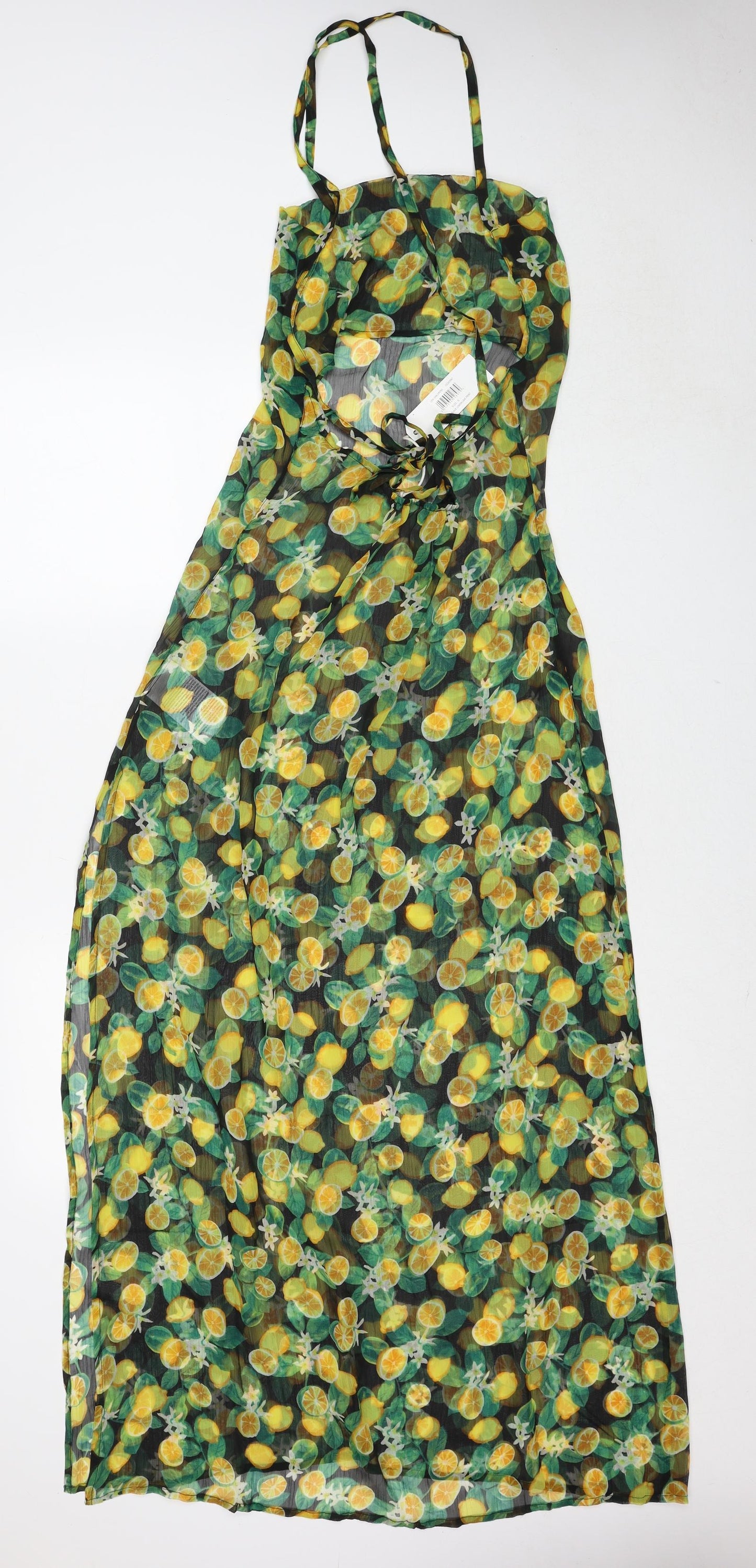 Brave Soul Womens Multicoloured Geometric Polyester Maxi Size S Square Neck Tie - Lemon Pattern