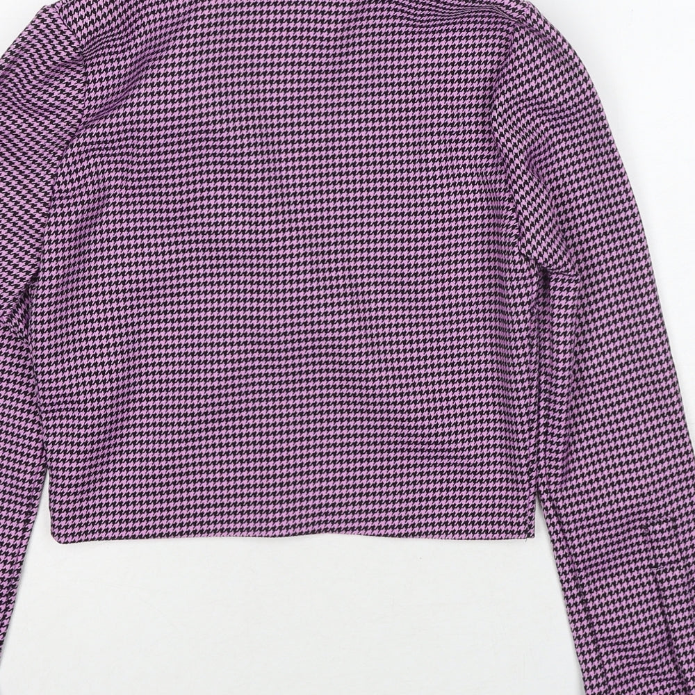Zara Womens Pink Geometric Polyester Basic Blouse Size XS Collared
