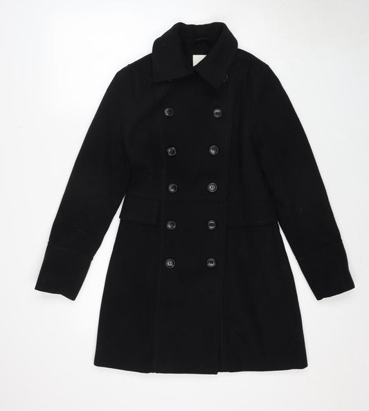 H&M Womens Black Pea Coat Coat Size 6 Button