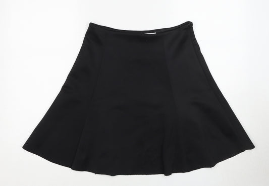 John Lewis Womens Black Polyester Swing Skirt Size 8 Zip