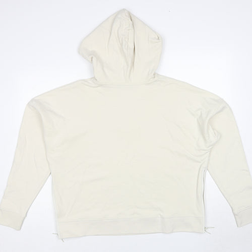 GOODMOVE Womens Ivory Cotton Pullover Hoodie Size 16 Pullover