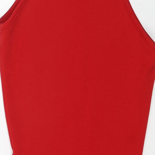 PRETTYLITTLETHING Womens Red Polyester Bodycon Size 10 Round Neck Pullover