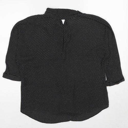 Zara Womens Black Polka Dot Polyester Basic Blouse Size XS Collared