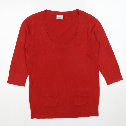 NEXT Womens Red Round Neck Acrylic Pullover Jumper Size 12