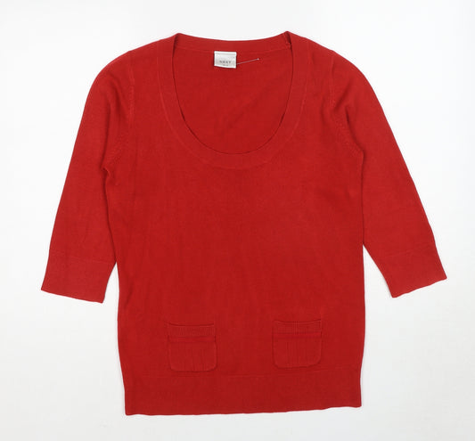 NEXT Womens Red Round Neck Acrylic Pullover Jumper Size 12
