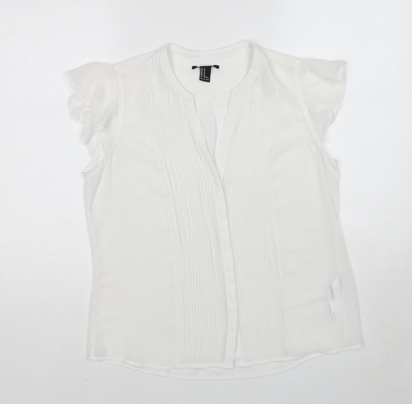 FOREVER 21 Womens White Polyester Basic Button-Up Size M V-Neck