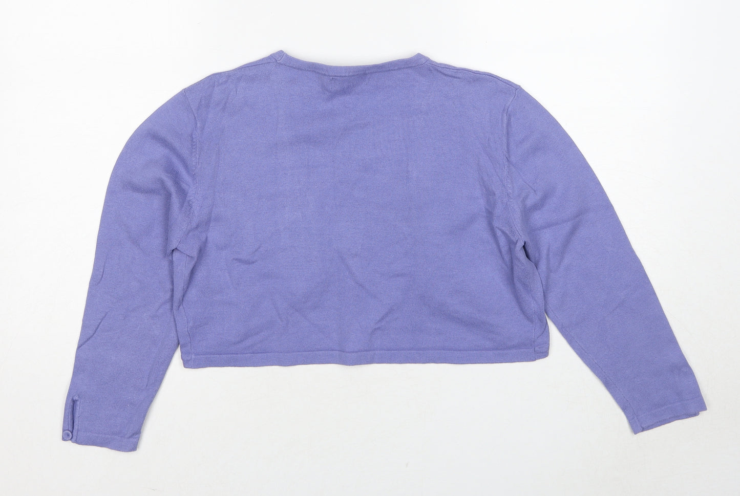 Pomodoro Womens Purple V-Neck Cotton Shrug Jumper Size 12