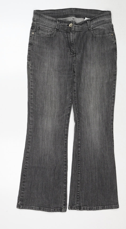 NEXT Womens Grey Cotton Bootcut Jeans Size 12 Regular Zip