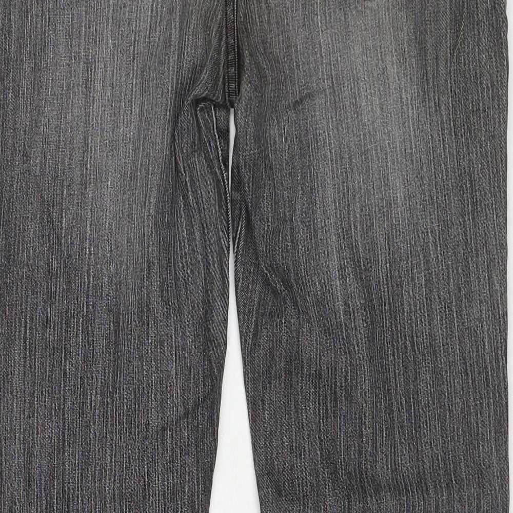 NEXT Womens Grey Cotton Bootcut Jeans Size 12 Regular Zip