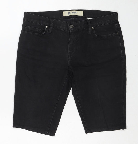 Gap Mens Black Cotton Bermuda Shorts Size 30 in Slim Zip