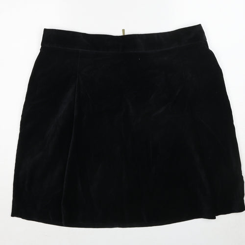Marks and Spencer Womens Black Cotton A-Line Skirt Size 18 Zip