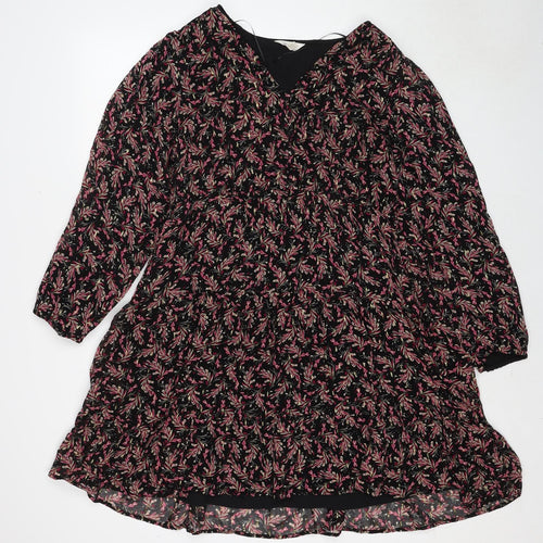Per Una Womens Multicoloured Geometric Polyester Shift Size 16 V-Neck Pullover - Leaf Pattern