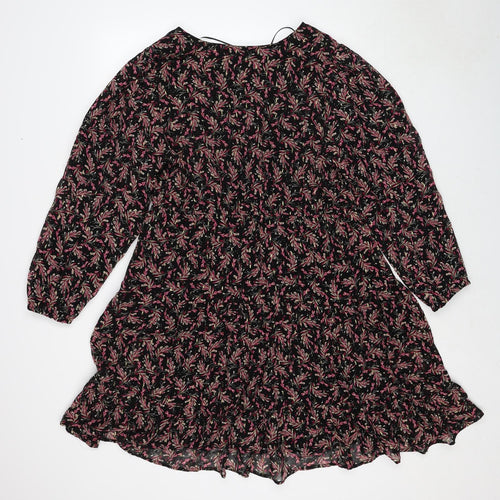 Per Una Womens Multicoloured Geometric Polyester Shift Size 16 V-Neck Pullover - Leaf Pattern