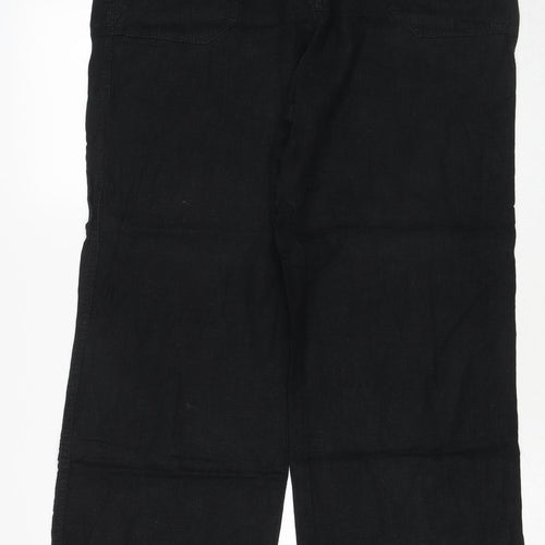 Marks and Spencer Womens Black Linen Trousers Size 16 Regular Zip
