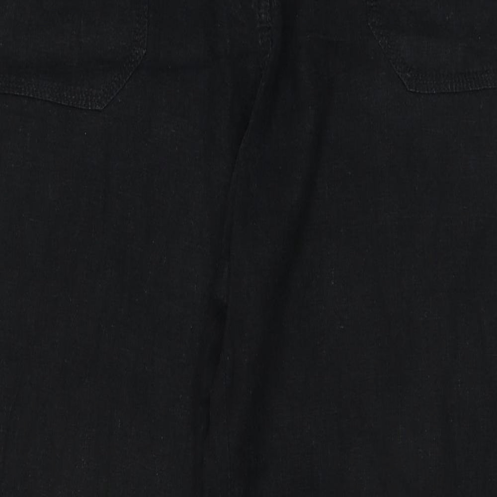 Marks and Spencer Womens Black Linen Trousers Size 16 Regular Zip
