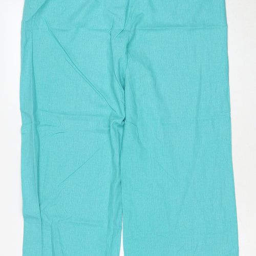 M&Co Womens Blue Linen Trousers Size 16 Regular Zip