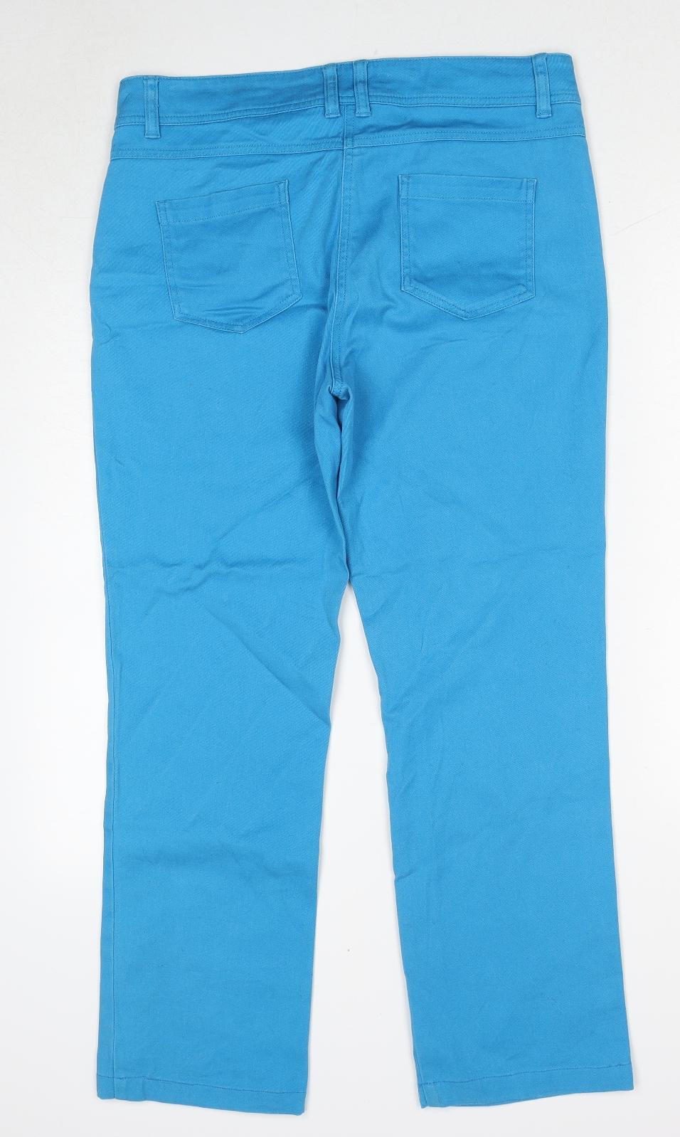 Debenhams Womens Blue Cotton Straight Jeans Size 14 Slim Zip