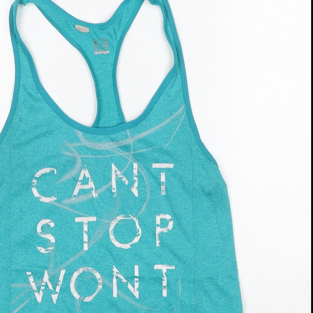 DECATHLON Womens Blue Polyester Camisole Tank Size 8 Round Neck Pullover - Cant stop wont stop