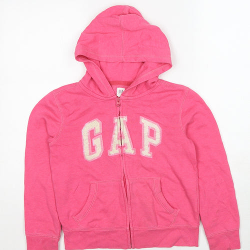Gap Girls Pink Cotton Full Zip Hoodie Size 10 Years Zip