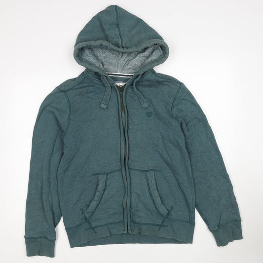Fat Face Mens Blue Cotton Full Zip Hoodie Size S - Elbow Patches