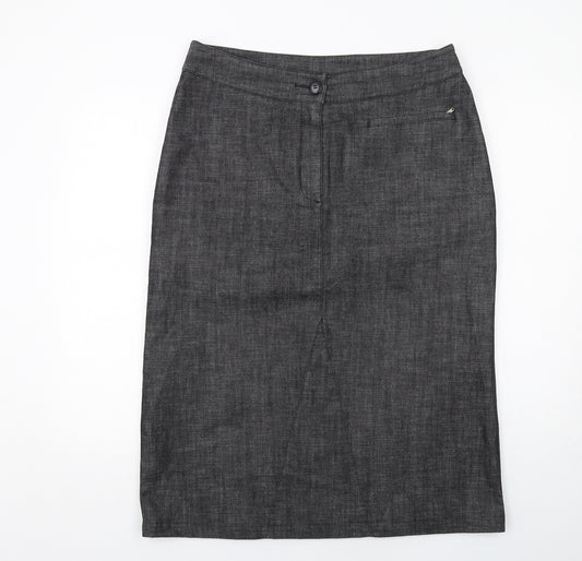 Off Shoot Womens Grey Cotton A-Line Skirt Size 16 Zip