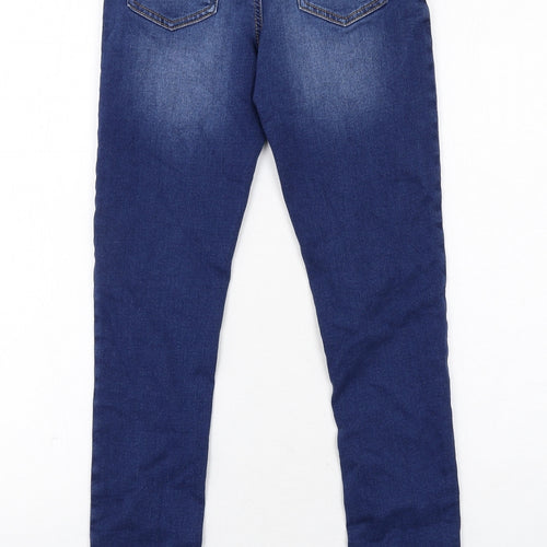 Marks and Spencer Boys Blue Cotton Skinny Jeans Size 11-12 Years Regular Zip