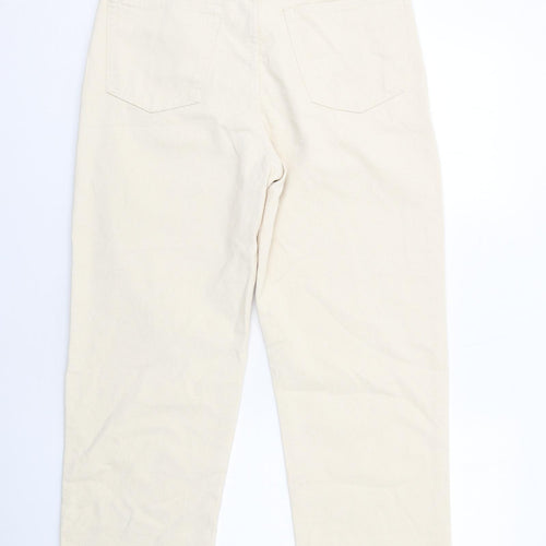 Pull&Bear Mens Beige Cotton Straight Jeans Size M Regular Zip
