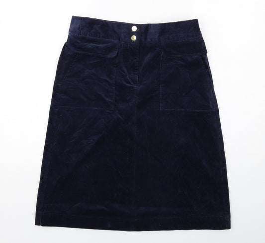 NEXT Womens Blue Cotton A-Line Skirt Size 12 Zip