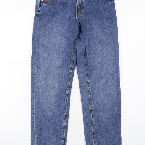 Mango Girls Blue Cotton Straight Jeans Size 11-12 Years Regular Zip