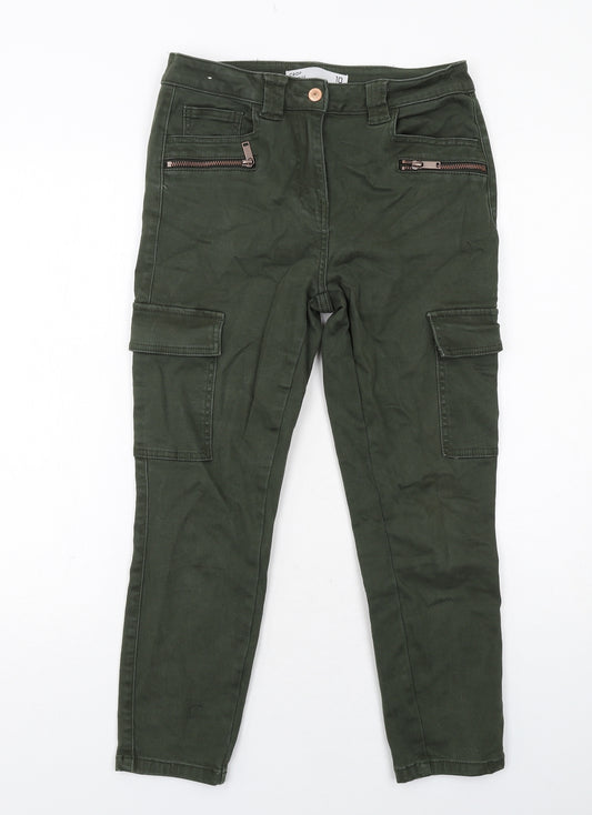 NEXT Womens Green Cotton Skinny Jeans Size 10 Regular Zip - Cargo Style