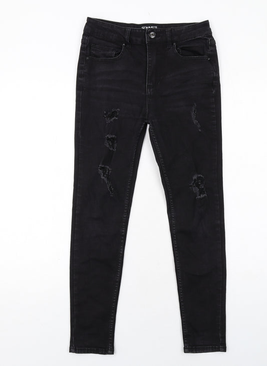 Sonneti Boys Black Cotton Skinny Jeans Size 12-13 Years Regular Zip - Distressed