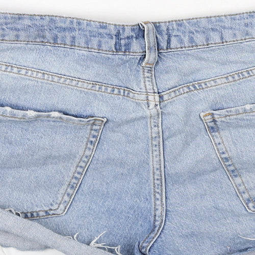 New Look Womens Blue Cotton Hot Pants Shorts Size 10 Regular Zip