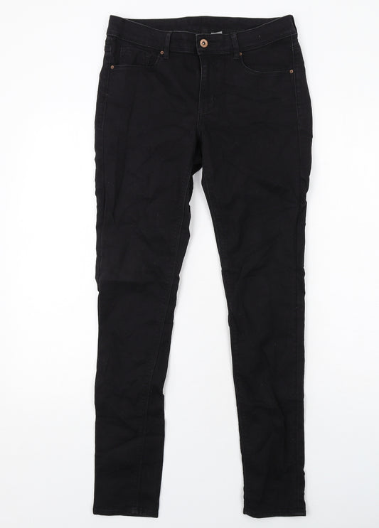 H&M Womens Black Cotton Skinny Jeans Size 14 Regular Zip