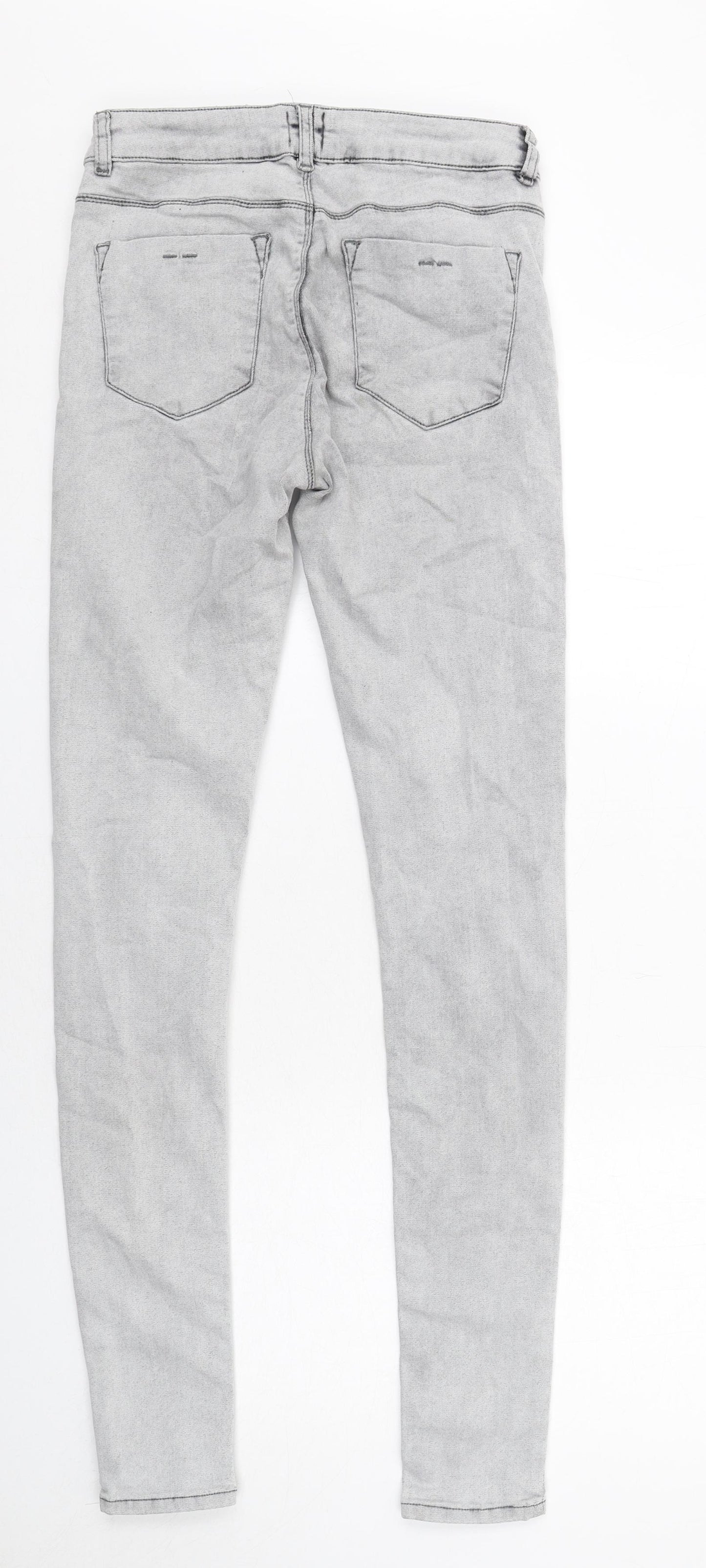 ASOS Womens Grey Cotton Skinny Jeans Size 12 Regular Zip