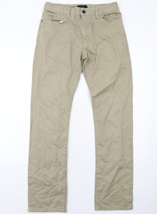 Autograph Mens Beige Cotton Chino Trousers Size 30 in L33 in Regular Zip