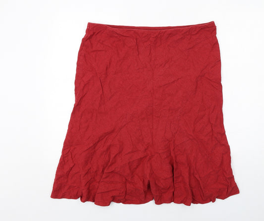 BHS Womens Red Linen A-Line Skirt Size 18