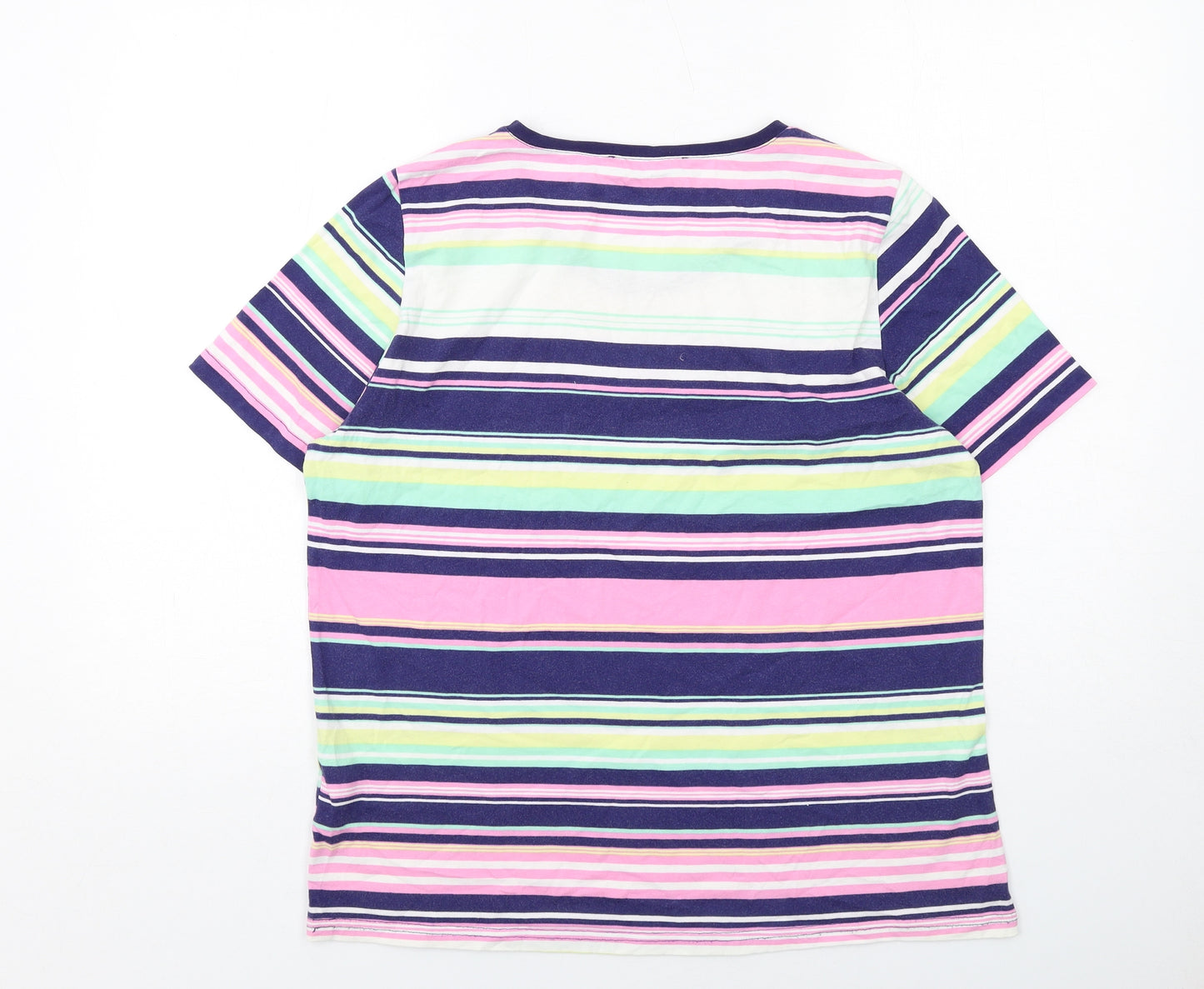 Collection Womens Multicoloured Striped Cotton Basic T-Shirt Size L Round Neck