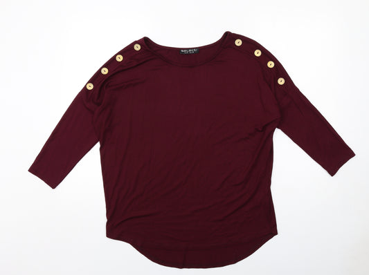 Select Womens Red Viscose Basic T-Shirt Size 10 Boat Neck